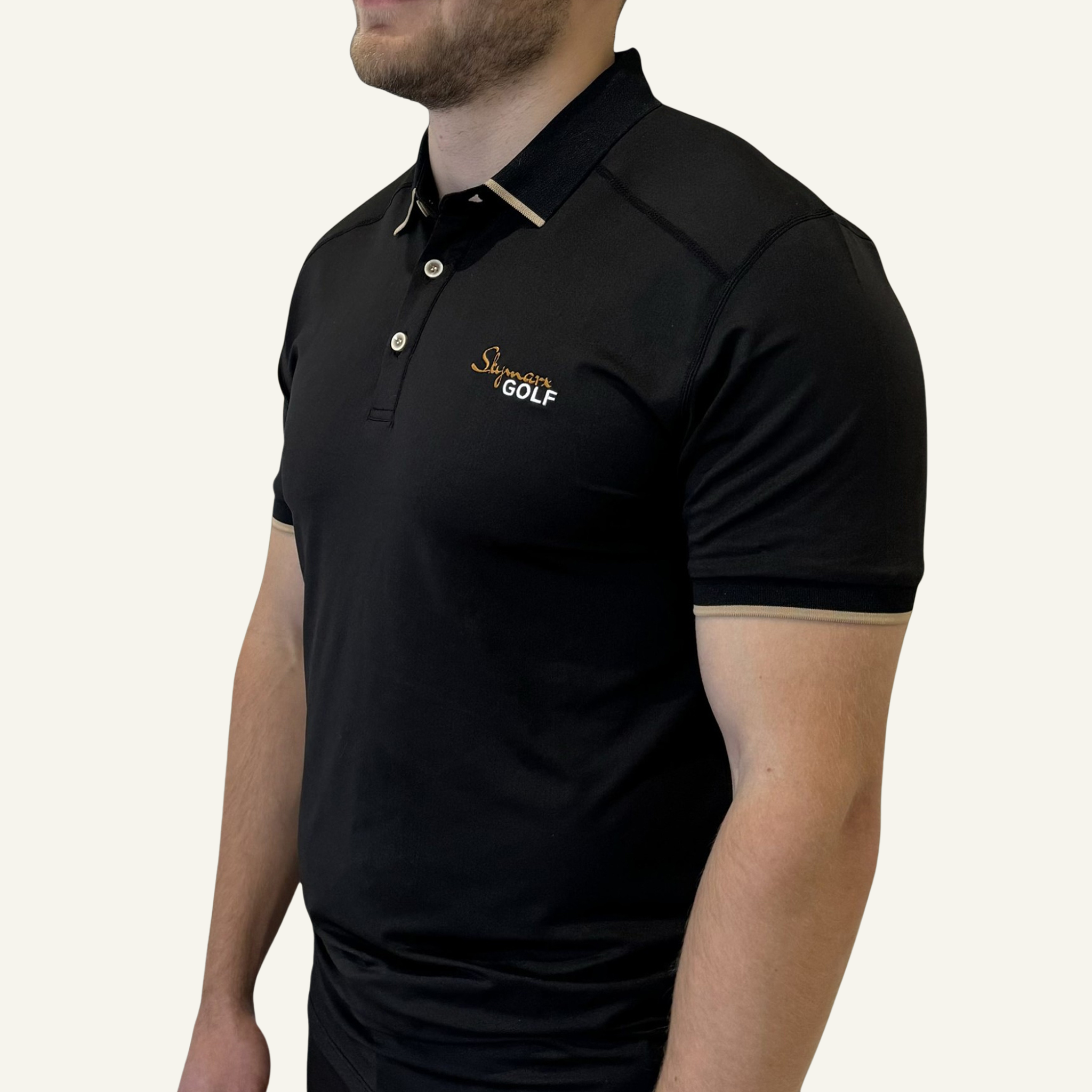 miesten golfpaita kauluksilla musta