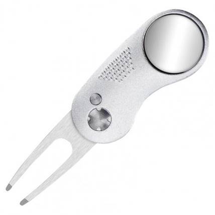 Divot Tool - Kokoontaitettava griinihaarukka personoitavalla merkkausnastalla