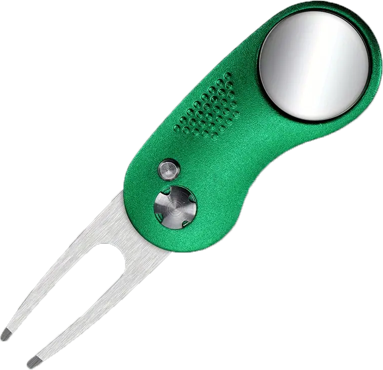 Divot Tool - Kokoontaitettava griinihaarukka personoitavalla merkkausnastalla
