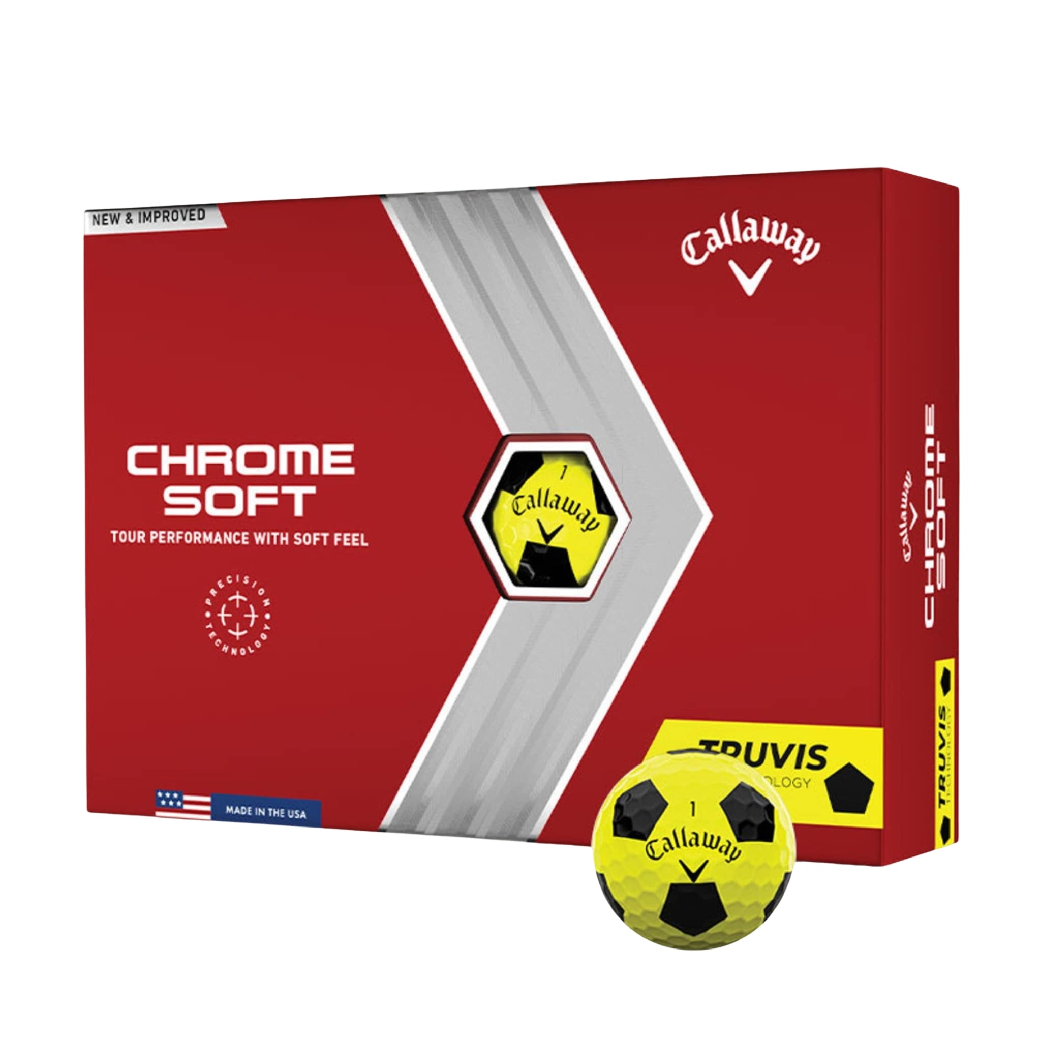 Callaway Chrome Soft | Truvis (keltainen) - Golfpallot omalla painatuksella