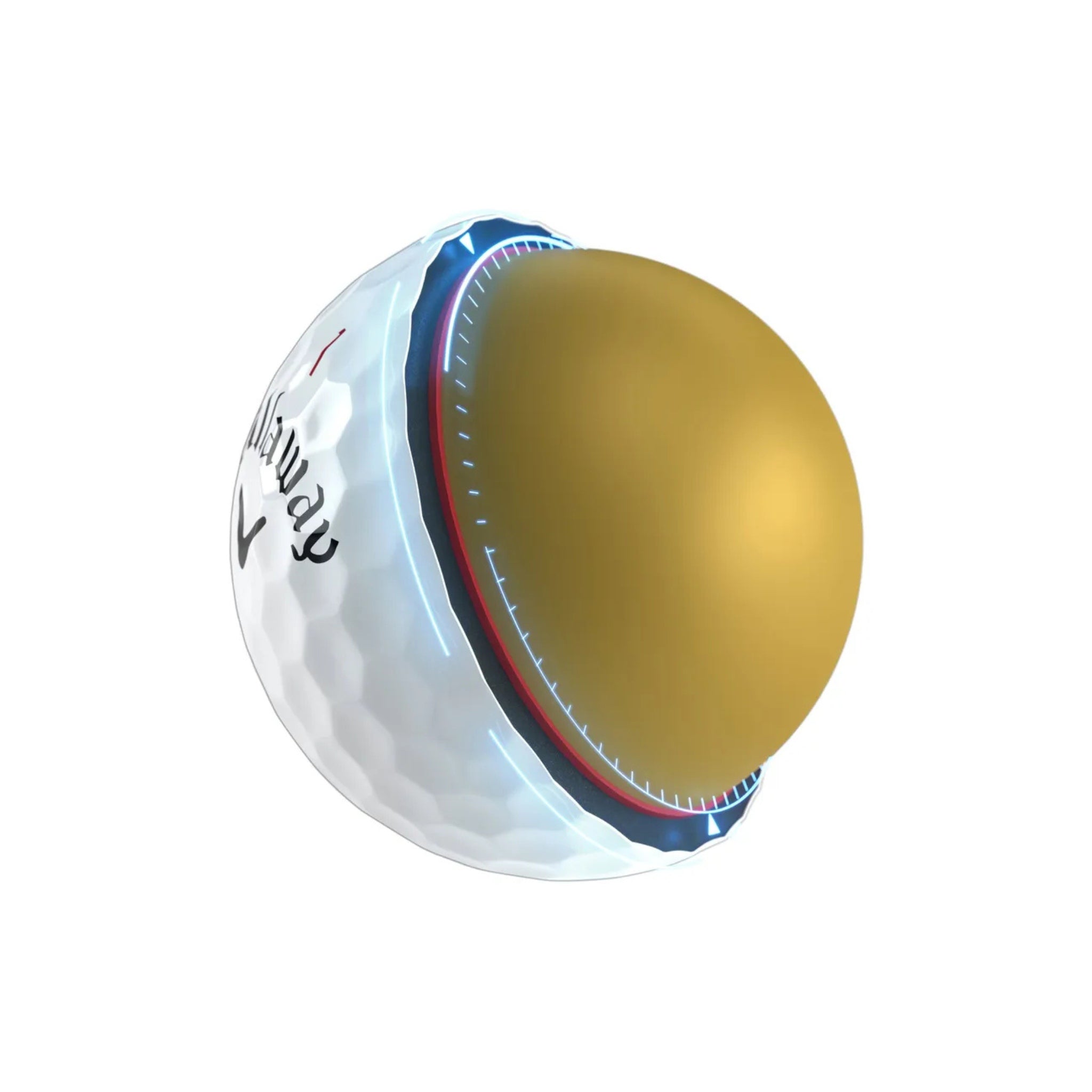 callaway chrome tour golfpallo läpileikkaus